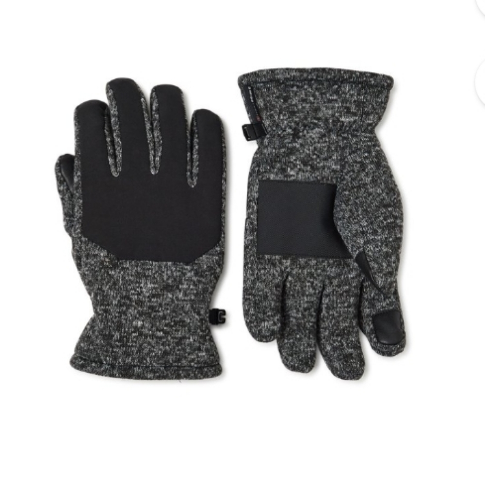 Swiss-tech Men's size S/M FLEECE GLOVES Touch-Screen BLACK MARLED ~New w…
